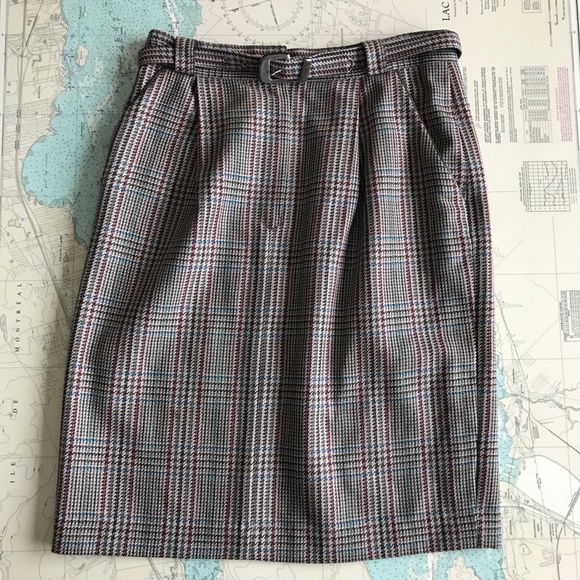 Vintage Wool Houndstooth Skirt - Picture 2 of 6